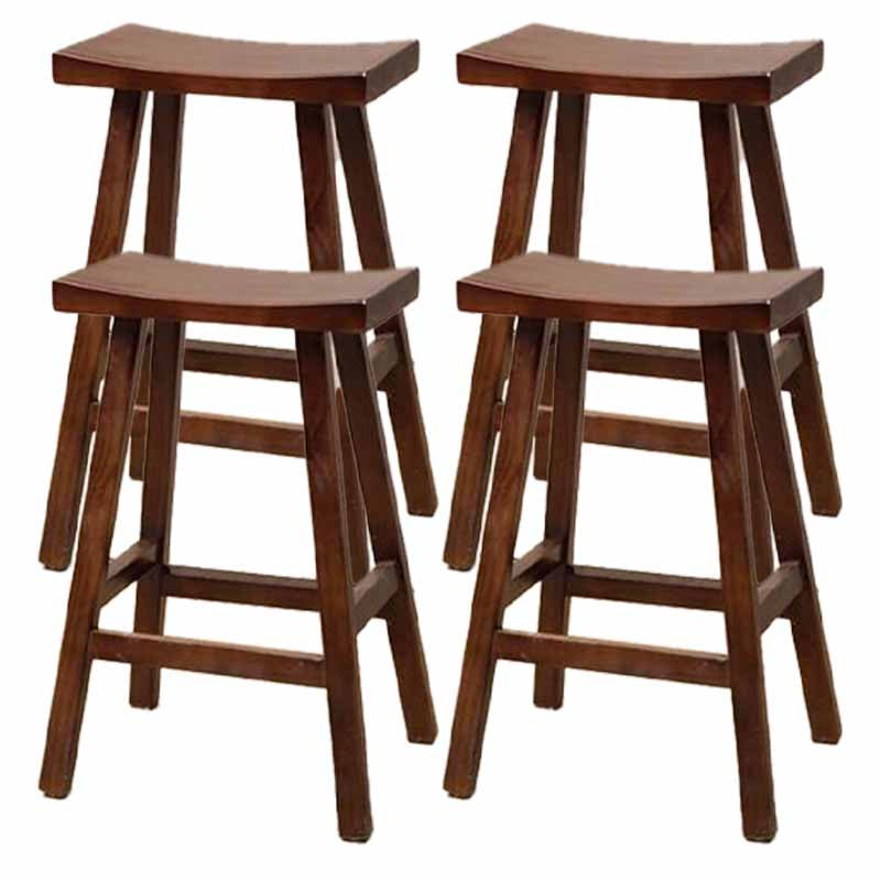 Industrial Wood Backless Barstool Simple Indoor Tall Stool with Contoured Seat Walnut 4 Piece Set Short Stool(22"H) Clearhalo 'Bar Furniture' 'Bar Stools' 'bar_stools' 'furn' 'furn_bar_stools' 'furniture_bar_stools' 'Kitchen & Dining Furniture' 'kitchen&dining_furn' 'kitchen' 'kitchen_furn' Furniture' 4620360