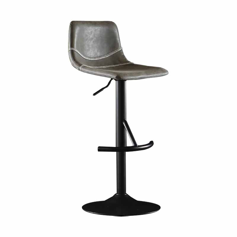 Nordic Indoor Barstool Adjustable Metal Swivel Tall Stool with Leather Seat Dark Gray 1 Piece Clearhalo 'Bar Furniture' 'Bar Stools' 'bar_stools' 'furn' 'furn_bar_stools' 'furniture_bar_stools' 'Kitchen & Dining Furniture' 'kitchen&dining_furn' 'kitchen' 'kitchen_furn' Furniture' 4620369