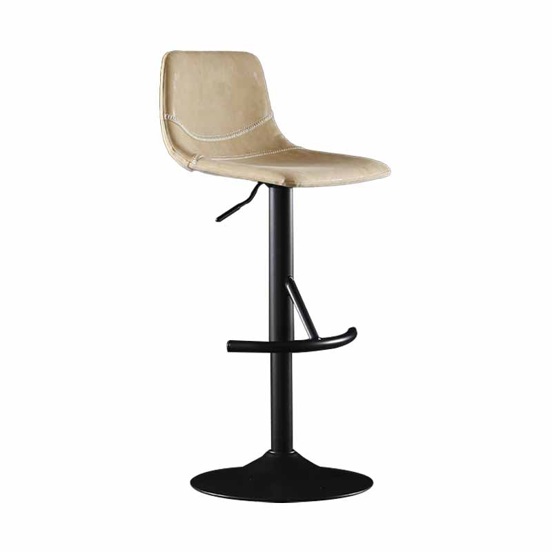 Nordic Indoor Barstool Adjustable Metal Swivel Tall Stool with Leather Seat Off-White 1 Piece Clearhalo 'Bar Furniture' 'Bar Stools' 'bar_stools' 'furn' 'furn_bar_stools' 'furniture_bar_stools' 'Kitchen & Dining Furniture' 'kitchen&dining_furn' 'kitchen' 'kitchen_furn' Furniture' 4620371