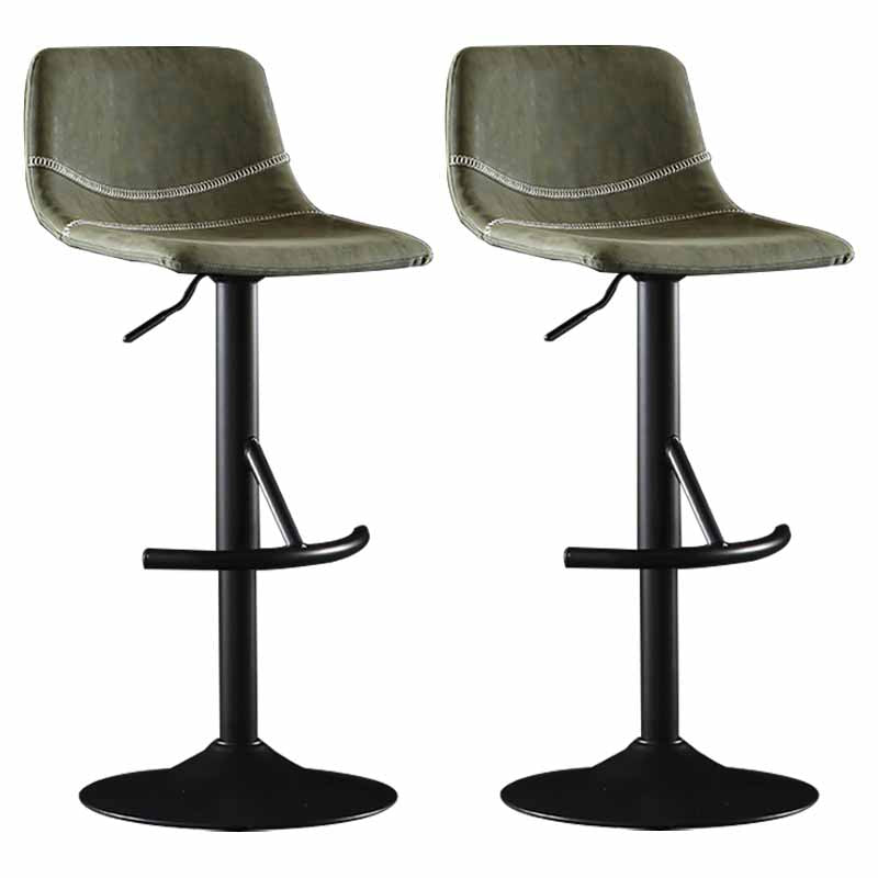 Nordic Indoor Barstool Adjustable Metal Swivel Tall Stool with Leather Seat Green 2 Piece Set Clearhalo 'Bar Furniture' 'Bar Stools' 'bar_stools' 'furn' 'furn_bar_stools' 'furniture_bar_stools' 'Kitchen & Dining Furniture' 'kitchen&dining_furn' 'kitchen' 'kitchen_furn' Furniture' 4620376