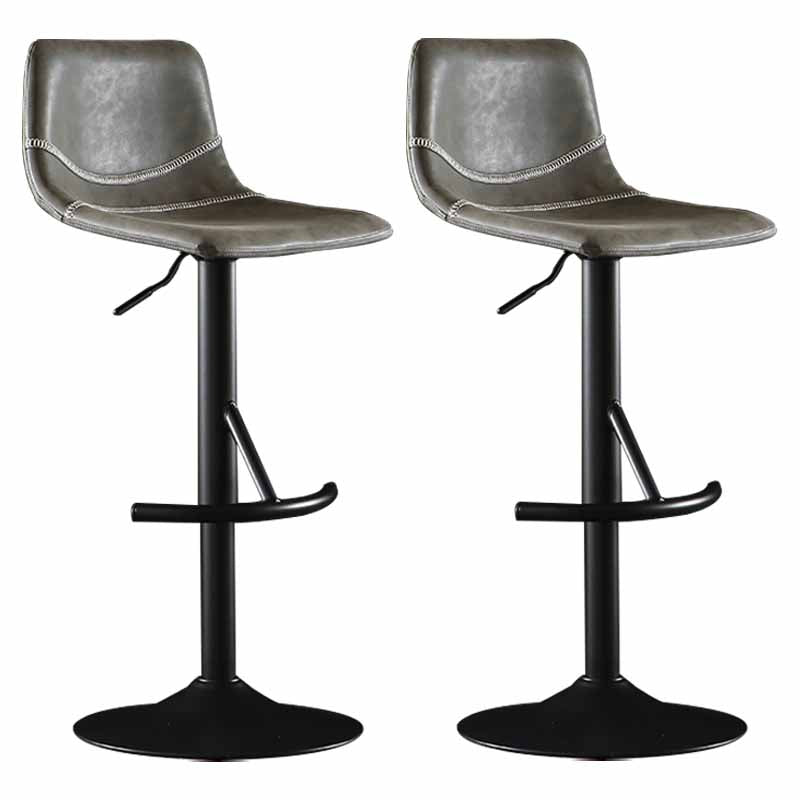 Nordic Indoor Barstool Adjustable Metal Swivel Tall Stool with Leather Seat Dark Gray 2 Piece Set Clearhalo 'Bar Furniture' 'Bar Stools' 'bar_stools' 'furn' 'furn_bar_stools' 'furniture_bar_stools' 'Kitchen & Dining Furniture' 'kitchen&dining_furn' 'kitchen' 'kitchen_furn' Furniture' 4620377