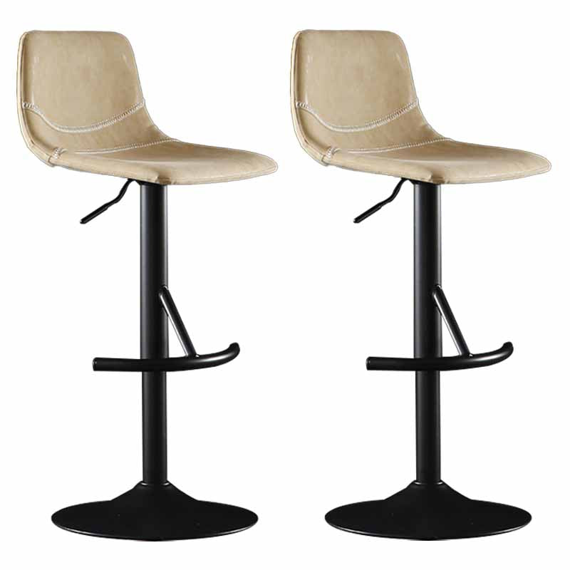 Nordic Indoor Barstool Adjustable Metal Swivel Tall Stool with Leather Seat Off-White 2 Piece Set Clearhalo 'Bar Furniture' 'Bar Stools' 'bar_stools' 'furn' 'furn_bar_stools' 'furniture_bar_stools' 'Kitchen & Dining Furniture' 'kitchen&dining_furn' 'kitchen' 'kitchen_furn' Furniture' 4620380