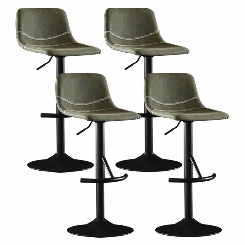 Nordic Indoor Barstool Adjustable Metal Swivel Tall Stool with Leather Seat Green 4 Piece Set Clearhalo 'Bar Furniture' 'Bar Stools' 'bar_stools' 'furn' 'furn_bar_stools' 'furniture_bar_stools' 'Kitchen & Dining Furniture' 'kitchen&dining_furn' 'kitchen' 'kitchen_furn' Furniture' 4620383