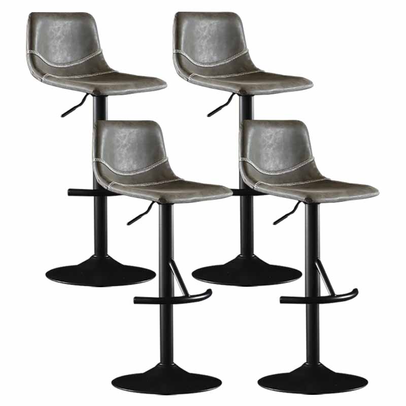 Nordic Indoor Barstool Adjustable Metal Swivel Tall Stool with Leather Seat Dark Gray 4 Piece Set Clearhalo 'Bar Furniture' 'Bar Stools' 'bar_stools' 'furn' 'furn_bar_stools' 'furniture_bar_stools' 'Kitchen & Dining Furniture' 'kitchen&dining_furn' 'kitchen' 'kitchen_furn' Furniture' 4620385