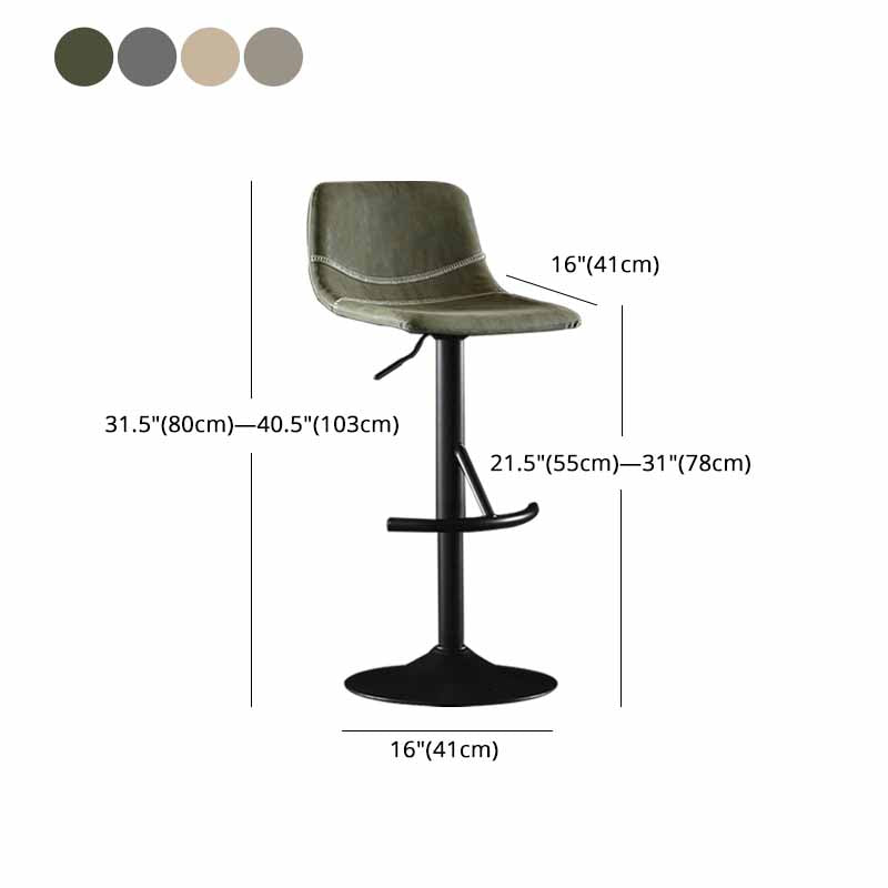 Nordic Indoor Barstool Adjustable Metal Swivel Tall Stool with Leather Seat Clearhalo 'Bar Furniture' 'Bar Stools' 'bar_stools' 'furn' 'furn_bar_stools' 'furniture_bar_stools' 'Kitchen & Dining Furniture' 'kitchen&dining_furn' 'kitchen' 'kitchen_furn' Furniture' 4620394