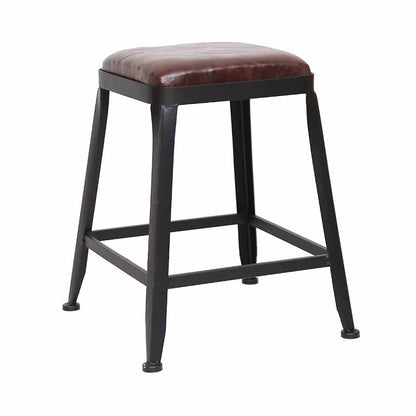 Wooden Square Seat Barstool Industrial Metal Counter Stool with Backrest 1 Piece Backless Short Stool(18"H) Clearhalo 'Bar Furniture' 'Bar Stools' 'bar_stools' 'furn' 'furn_bar_stools' 'furniture_bar_stools' 'Kitchen & Dining Furniture' 'kitchen&dining_furn' 'kitchen' 'kitchen_furn' Furniture' 4620396