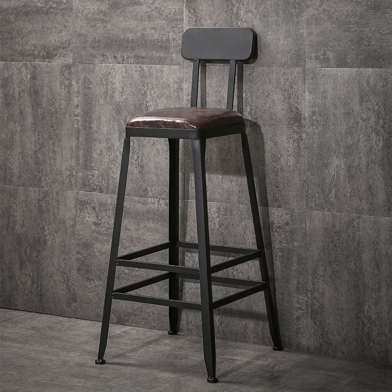 Wooden Square Seat Barstool Industrial Metal Counter Stool with Backrest Clearhalo 'Bar Furniture' 'Bar Stools' 'bar_stools' 'furn' 'furn_bar_stools' 'furniture_bar_stools' 'Kitchen & Dining Furniture' 'kitchen&dining_furn' 'kitchen' 'kitchen_furn' Furniture' 4620397
