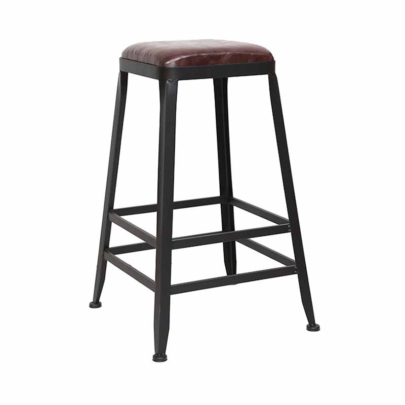 Wooden Square Seat Barstool Industrial Metal Counter Stool with Backrest 1 Piece Backless Counter Stool(26"H) Clearhalo 'Bar Furniture' 'Bar Stools' 'bar_stools' 'furn' 'furn_bar_stools' 'furniture_bar_stools' 'Kitchen & Dining Furniture' 'kitchen&dining_furn' 'kitchen' 'kitchen_furn' Furniture' 4620398