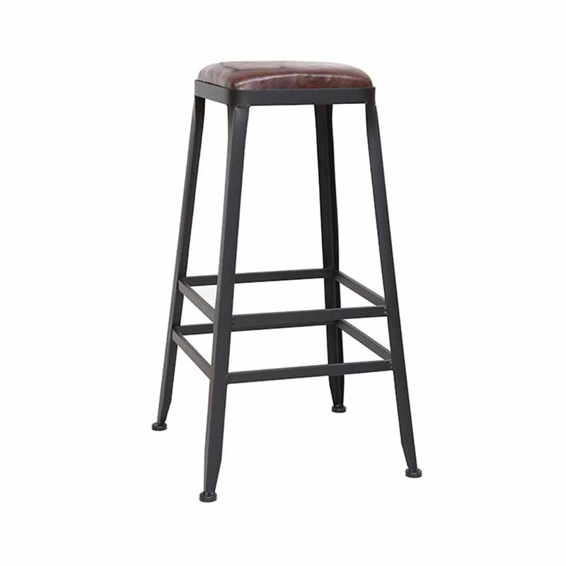 Wooden Square Seat Barstool Industrial Metal Counter Stool with Backrest 1 Piece Backless Bar Stool(30"H) Clearhalo 'Bar Furniture' 'Bar Stools' 'bar_stools' 'furn' 'furn_bar_stools' 'furniture_bar_stools' 'Kitchen & Dining Furniture' 'kitchen&dining_furn' 'kitchen' 'kitchen_furn' Furniture' 4620400