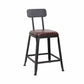 Wooden Square Seat Barstool Industrial Metal Counter Stool with Backrest 1 Piece Low Back Short Stool(18"H) Clearhalo 'Bar Furniture' 'Bar Stools' 'bar_stools' 'furn' 'furn_bar_stools' 'furniture_bar_stools' 'Kitchen & Dining Furniture' 'kitchen&dining_furn' 'kitchen' 'kitchen_furn' Furniture' 4620401