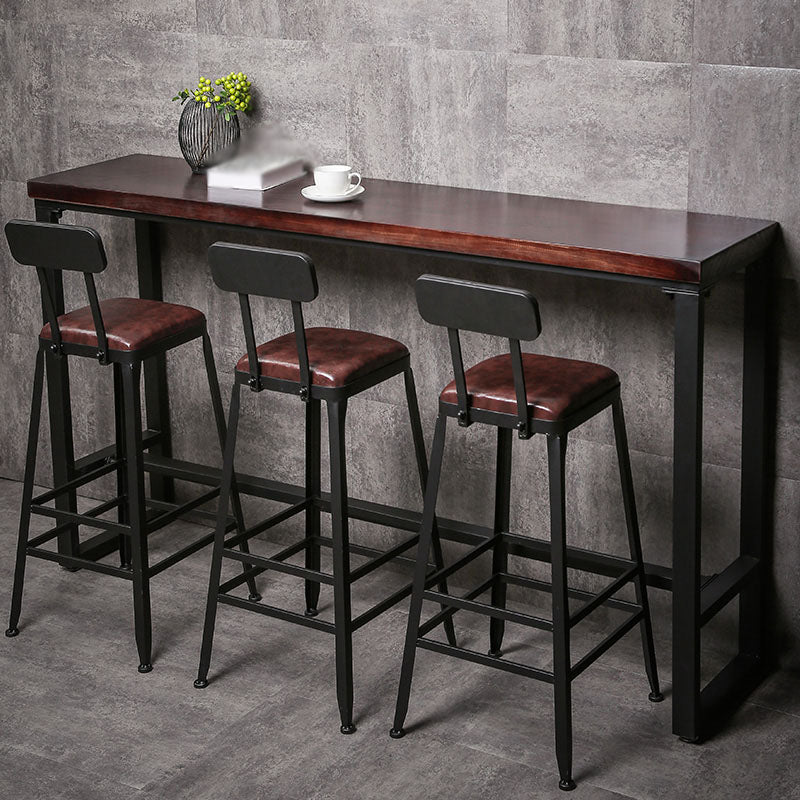 Wooden Square Seat Barstool Industrial Metal Counter Stool with Backrest Clearhalo 'Bar Furniture' 'Bar Stools' 'bar_stools' 'furn' 'furn_bar_stools' 'furniture_bar_stools' 'Kitchen & Dining Furniture' 'kitchen&dining_furn' 'kitchen' 'kitchen_furn' Furniture' 4620402