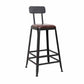 Wooden Square Seat Barstool Industrial Metal Counter Stool with Backrest 1 Piece Low Back Counter Stool(26"H) Clearhalo 'Bar Furniture' 'Bar Stools' 'bar_stools' 'furn' 'furn_bar_stools' 'furniture_bar_stools' 'Kitchen & Dining Furniture' 'kitchen&dining_furn' 'kitchen' 'kitchen_furn' Furniture' 4620403