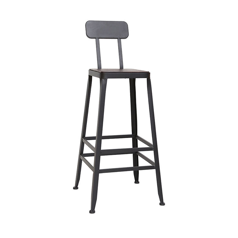 Wooden Square Seat Barstool Industrial Metal Counter Stool with Backrest Clearhalo 'Bar Furniture' 'Bar Stools' 'bar_stools' 'furn' 'furn_bar_stools' 'furniture_bar_stools' 'Kitchen & Dining Furniture' 'kitchen&dining_furn' 'kitchen' 'kitchen_furn' Furniture' 4620404