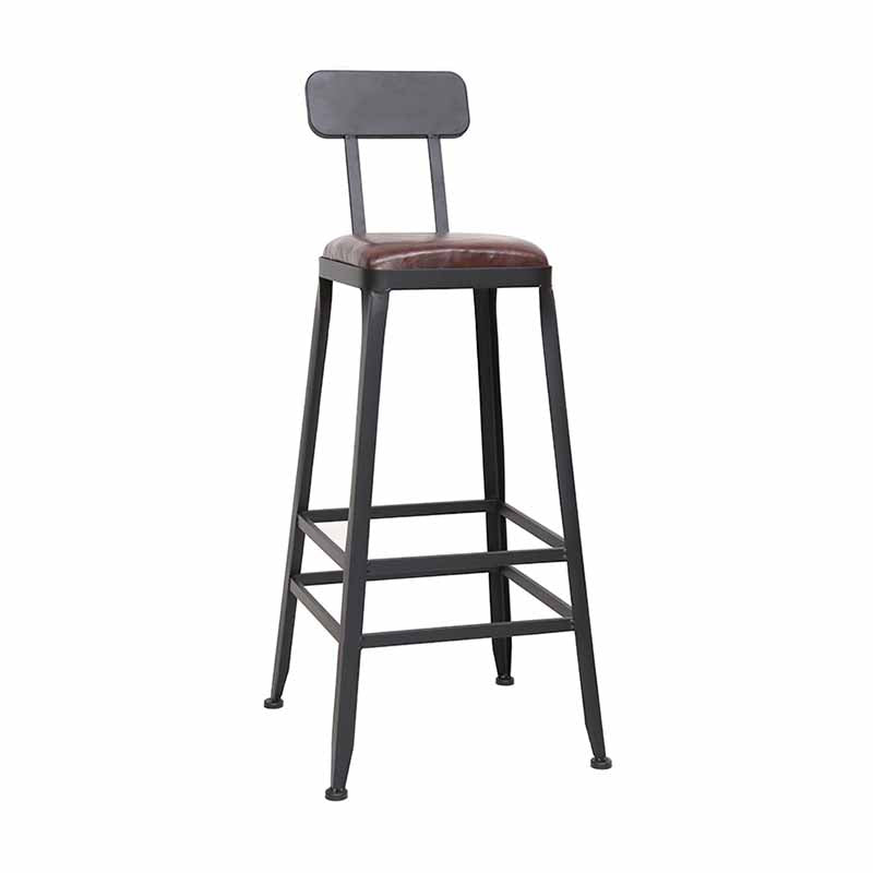 Wooden Square Seat Barstool Industrial Metal Counter Stool with Backrest 1 Piece Low Back Bar Stool(30"H) Clearhalo 'Bar Furniture' 'Bar Stools' 'bar_stools' 'furn' 'furn_bar_stools' 'furniture_bar_stools' 'Kitchen & Dining Furniture' 'kitchen&dining_furn' 'kitchen' 'kitchen_furn' Furniture' 4620405