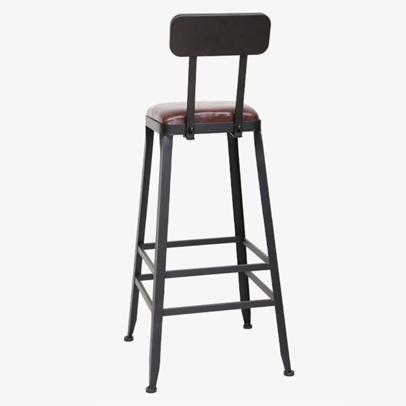 Wooden Square Seat Barstool Industrial Metal Counter Stool with Backrest Clearhalo 'Bar Furniture' 'Bar Stools' 'bar_stools' 'furn' 'furn_bar_stools' 'furniture_bar_stools' 'Kitchen & Dining Furniture' 'kitchen&dining_furn' 'kitchen' 'kitchen_furn' Furniture' 4620410