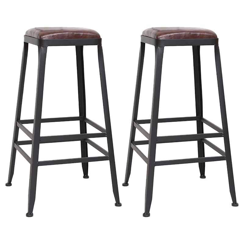 Wooden Square Seat Barstool Industrial Metal Counter Stool with Backrest 2 Piece Set Backless Bar Stool(30"H) Clearhalo 'Bar Furniture' 'Bar Stools' 'bar_stools' 'furn' 'furn_bar_stools' 'furniture_bar_stools' 'Kitchen & Dining Furniture' 'kitchen&dining_furn' 'kitchen' 'kitchen_furn' Furniture' 4620412