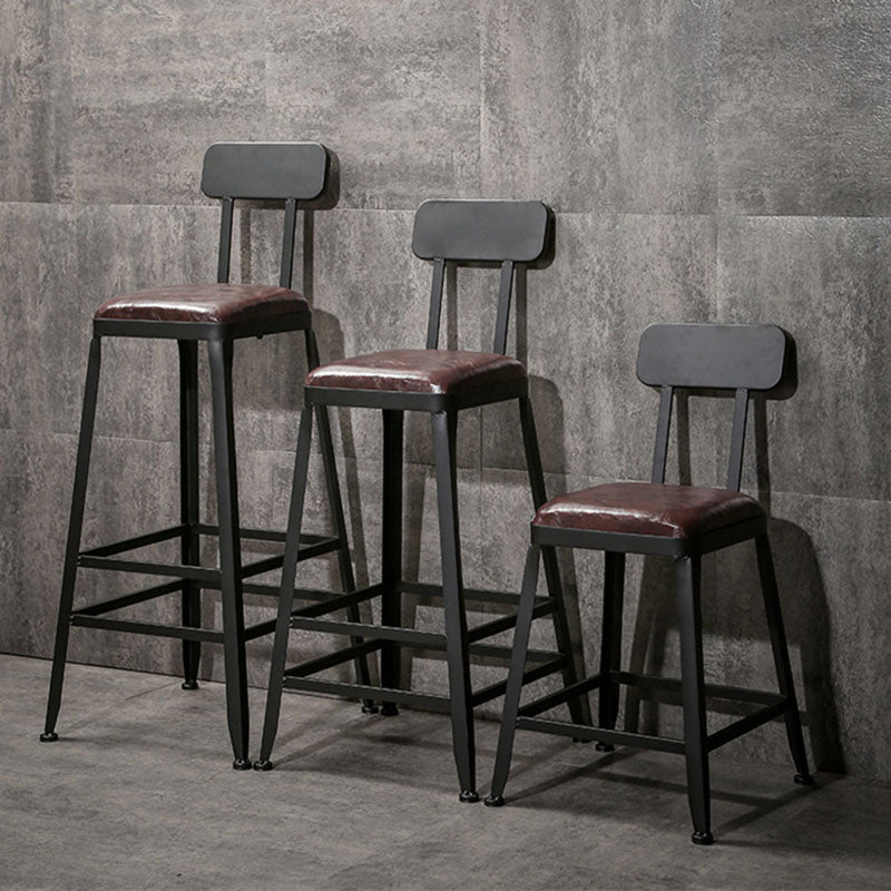 Wooden Square Seat Barstool Industrial Metal Counter Stool with Backrest Clearhalo 'Bar Furniture' 'Bar Stools' 'bar_stools' 'furn' 'furn_bar_stools' 'furniture_bar_stools' 'Kitchen & Dining Furniture' 'kitchen&dining_furn' 'kitchen' 'kitchen_furn' Furniture' 4620413