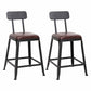 Wooden Square Seat Barstool Industrial Metal Counter Stool with Backrest 2 Piece Set Low Back Short Stool(18"H) Clearhalo 'Bar Furniture' 'Bar Stools' 'bar_stools' 'furn' 'furn_bar_stools' 'furniture_bar_stools' 'Kitchen & Dining Furniture' 'kitchen&dining_furn' 'kitchen' 'kitchen_furn' Furniture' 4620414