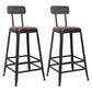 Wooden Square Seat Barstool Industrial Metal Counter Stool with Backrest 2 Piece Set Low Back Counter Stool(26"H) Clearhalo 'Bar Furniture' 'Bar Stools' 'bar_stools' 'furn' 'furn_bar_stools' 'furniture_bar_stools' 'Kitchen & Dining Furniture' 'kitchen&dining_furn' 'kitchen' 'kitchen_furn' Furniture' 4620415
