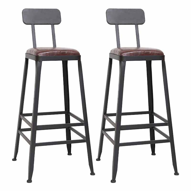 Wooden Square Seat Barstool Industrial Metal Counter Stool with Backrest 2 Piece Set Low Back Bar Stool(30"H) Clearhalo 'Bar Furniture' 'Bar Stools' 'bar_stools' 'furn' 'furn_bar_stools' 'furniture_bar_stools' 'Kitchen & Dining Furniture' 'kitchen&dining_furn' 'kitchen' 'kitchen_furn' Furniture' 4620416