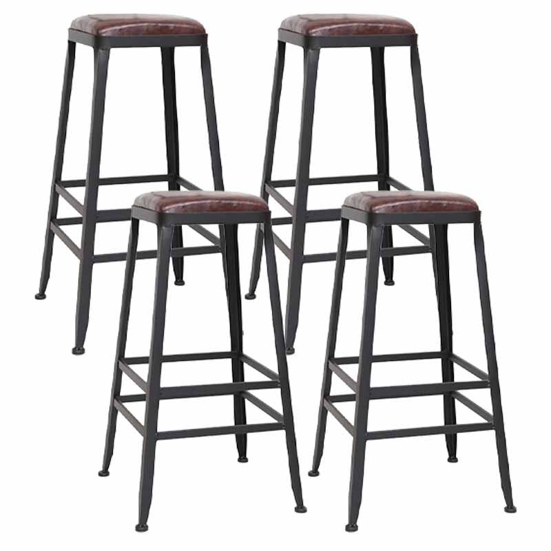 Wooden Square Seat Barstool Industrial Metal Counter Stool with Backrest 4 Piece Set Backless Bar Stool(30"H) Clearhalo 'Bar Furniture' 'Bar Stools' 'bar_stools' 'furn' 'furn_bar_stools' 'furniture_bar_stools' 'Kitchen & Dining Furniture' 'kitchen&dining_furn' 'kitchen' 'kitchen_furn' Furniture' 4620419