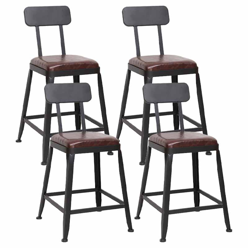 Wooden Square Seat Barstool Industrial Metal Counter Stool with Backrest 4 Piece Set Low Back Short Stool(18"H) Clearhalo 'Bar Furniture' 'Bar Stools' 'bar_stools' 'furn' 'furn_bar_stools' 'furniture_bar_stools' 'Kitchen & Dining Furniture' 'kitchen&dining_furn' 'kitchen' 'kitchen_furn' Furniture' 4620420