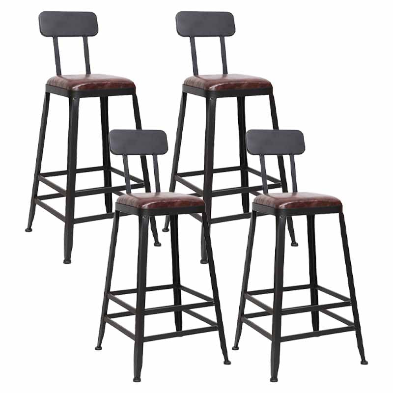Wooden Square Seat Barstool Industrial Metal Counter Stool with Backrest 4 Piece Set Low Back Counter Stool(26"H) Clearhalo 'Bar Furniture' 'Bar Stools' 'bar_stools' 'furn' 'furn_bar_stools' 'furniture_bar_stools' 'Kitchen & Dining Furniture' 'kitchen&dining_furn' 'kitchen' 'kitchen_furn' Furniture' 4620421