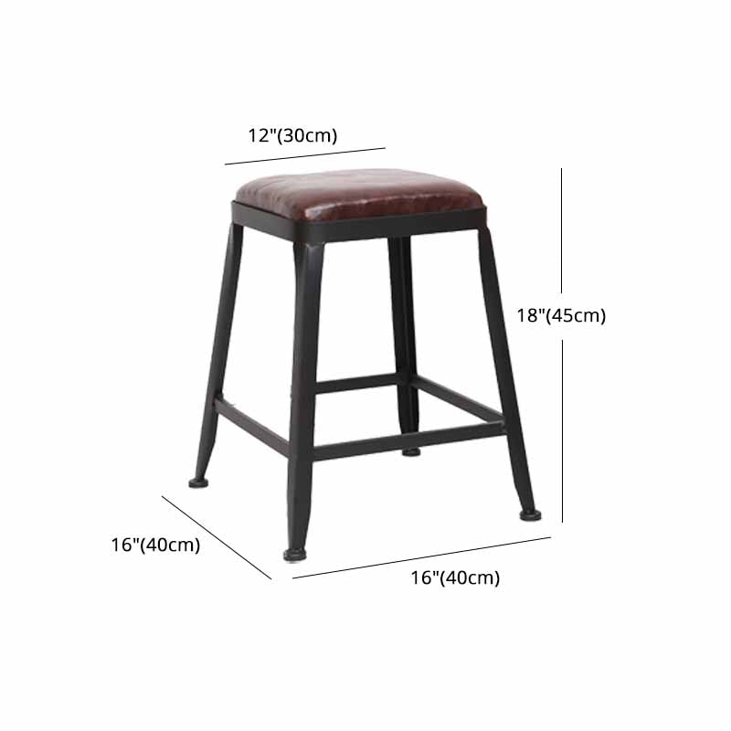 Wooden Square Seat Barstool Industrial Metal Counter Stool with Backrest Clearhalo 'Bar Furniture' 'Bar Stools' 'bar_stools' 'furn' 'furn_bar_stools' 'furniture_bar_stools' 'Kitchen & Dining Furniture' 'kitchen&dining_furn' 'kitchen' 'kitchen_furn' Furniture' 4620423