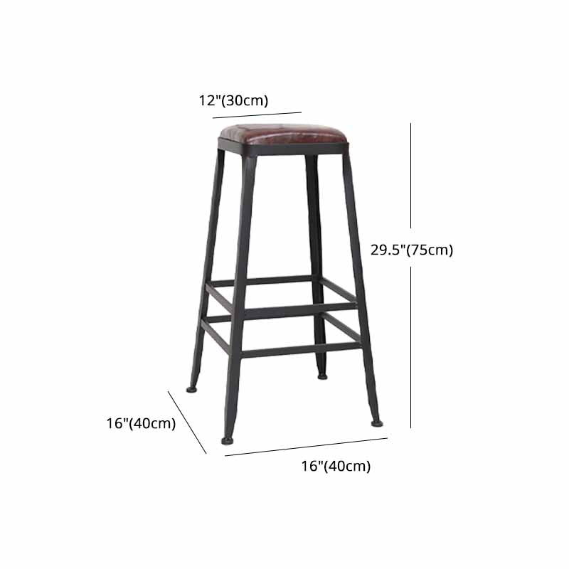 Wooden Square Seat Barstool Industrial Metal Counter Stool with Backrest Clearhalo 'Bar Furniture' 'Bar Stools' 'bar_stools' 'furn' 'furn_bar_stools' 'furniture_bar_stools' 'Kitchen & Dining Furniture' 'kitchen&dining_furn' 'kitchen' 'kitchen_furn' Furniture' 4620425