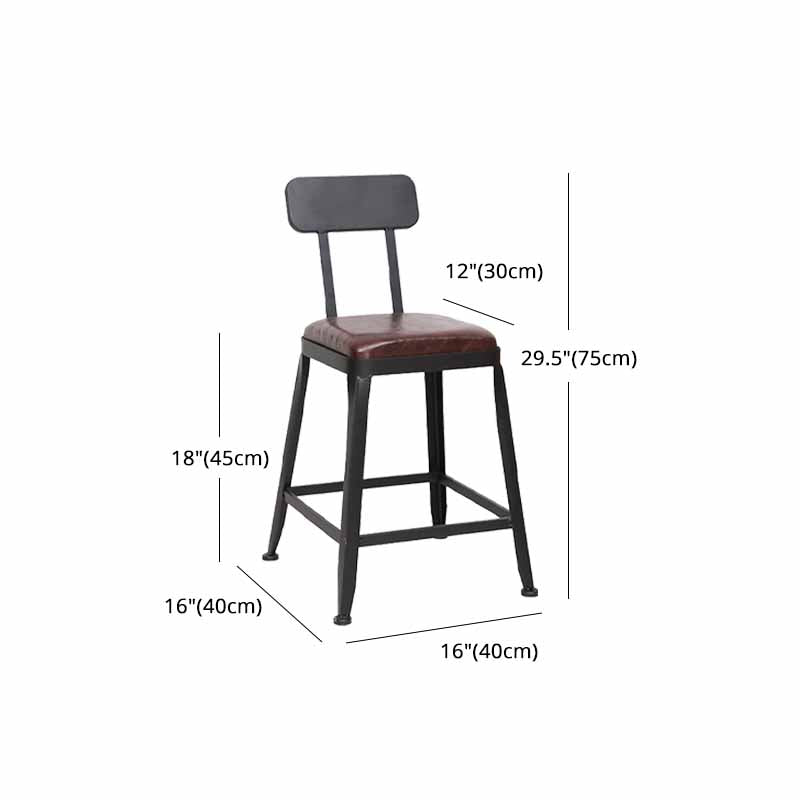 Wooden Square Seat Barstool Industrial Metal Counter Stool with Backrest Clearhalo 'Bar Furniture' 'Bar Stools' 'bar_stools' 'furn' 'furn_bar_stools' 'furniture_bar_stools' 'Kitchen & Dining Furniture' 'kitchen&dining_furn' 'kitchen' 'kitchen_furn' Furniture' 4620426
