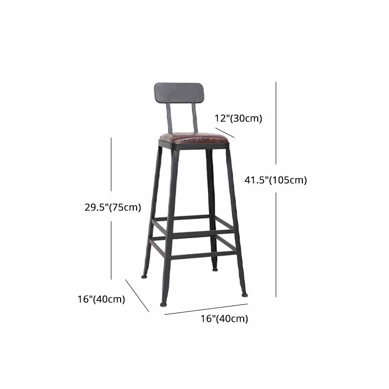Wooden Square Seat Barstool Industrial Metal Counter Stool with Backrest Clearhalo 'Bar Furniture' 'Bar Stools' 'bar_stools' 'furn' 'furn_bar_stools' 'furniture_bar_stools' 'Kitchen & Dining Furniture' 'kitchen&dining_furn' 'kitchen' 'kitchen_furn' Furniture' 4620428