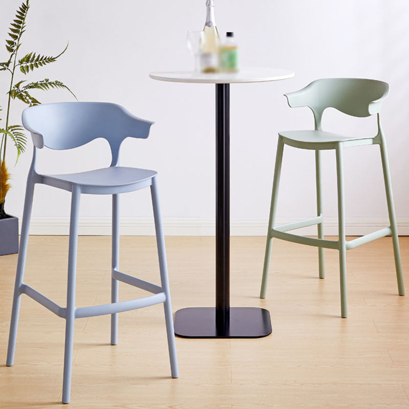 Nordic Plastic Low Back Barstool Stackable Indoor Tall Stool with Saddle Seat Clearhalo 'Bar Furniture' 'Bar Stools' 'bar_stools' 'furn' 'furn_bar_stools' 'furniture_bar_stools' 'Kitchen & Dining Furniture' 'kitchen&dining_furn' 'kitchen' 'kitchen_furn' Furniture' 4620429