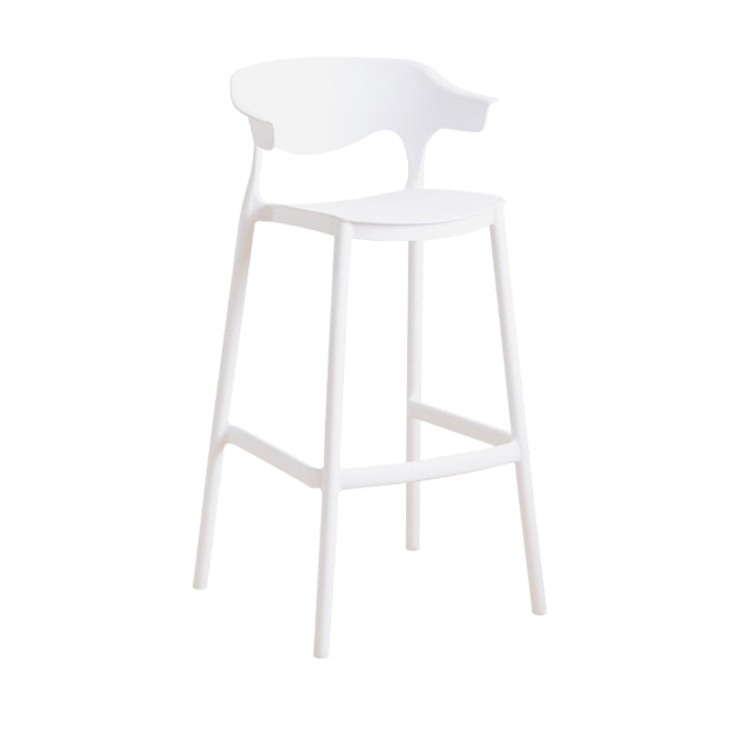 Nordic Plastic Low Back Barstool Stackable Indoor Tall Stool with Saddle Seat White 1 Piece Bar Stool(30"H) Clearhalo 'Bar Furniture' 'Bar Stools' 'bar_stools' 'furn' 'furn_bar_stools' 'furniture_bar_stools' 'Kitchen & Dining Furniture' 'kitchen&dining_furn' 'kitchen' 'kitchen_furn' Furniture' 4620449