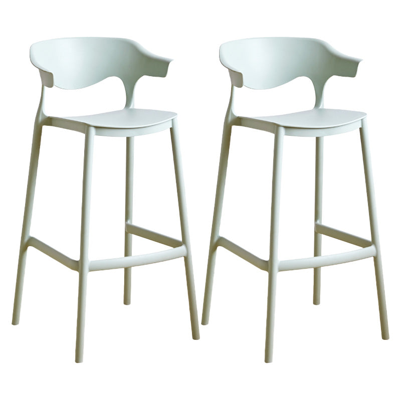 Nordic Plastic Low Back Barstool Stackable Indoor Tall Stool with Saddle Seat Green 2 Piece Set Bar Stool(30"H) Clearhalo 'Bar Furniture' 'Bar Stools' 'bar_stools' 'furn' 'furn_bar_stools' 'furniture_bar_stools' 'Kitchen & Dining Furniture' 'kitchen&dining_furn' 'kitchen' 'kitchen_furn' Furniture' 4620476