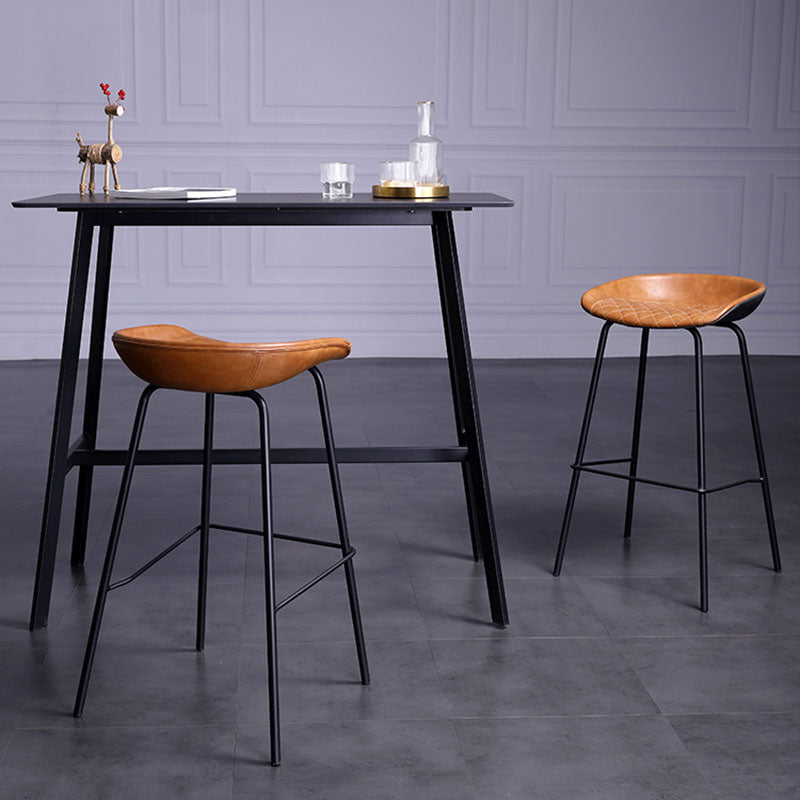 Leather Seat Barstool Industrial Metal Counter Stool with Low Back Clearhalo 'Bar Furniture' 'Bar Stools' 'bar_stools' 'furn' 'furn_bar_stools' 'furniture_bar_stools' 'Kitchen & Dining Furniture' 'kitchen&dining_furn' 'kitchen' 'kitchen_furn' Furniture' 4620502