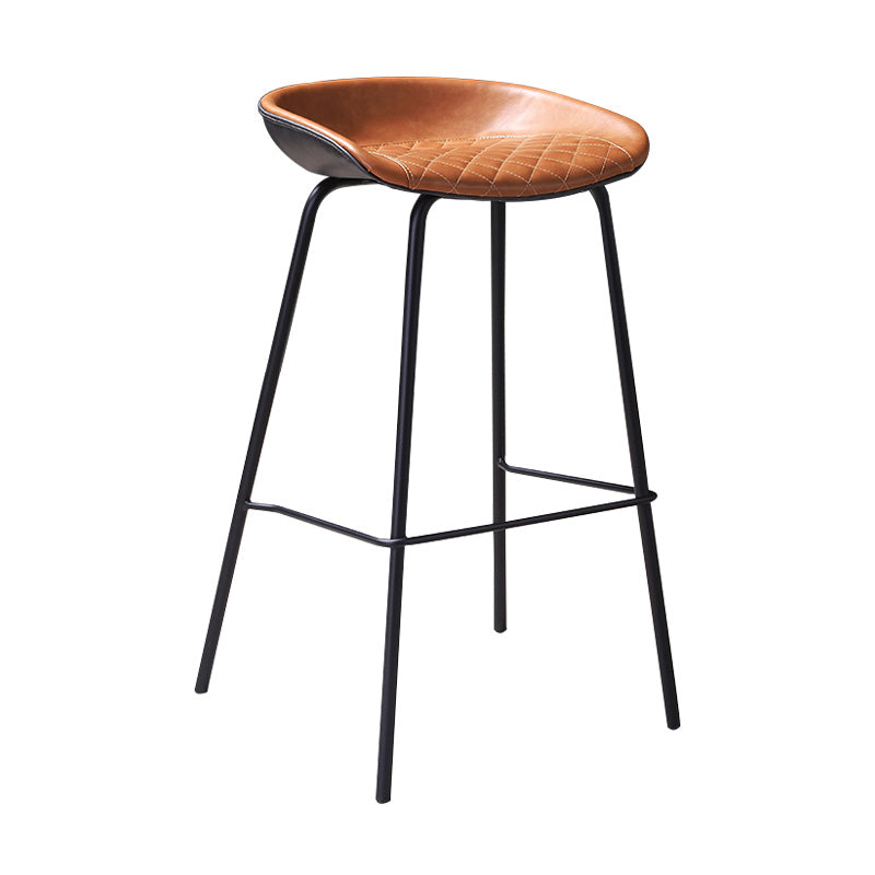 Leather Seat Barstool Industrial Metal Counter Stool with Low Back Light Brown 1 Piece Clearhalo 'Bar Furniture' 'Bar Stools' 'bar_stools' 'furn' 'furn_bar_stools' 'furniture_bar_stools' 'Kitchen & Dining Furniture' 'kitchen&dining_furn' 'kitchen' 'kitchen_furn' Furniture' 4620503