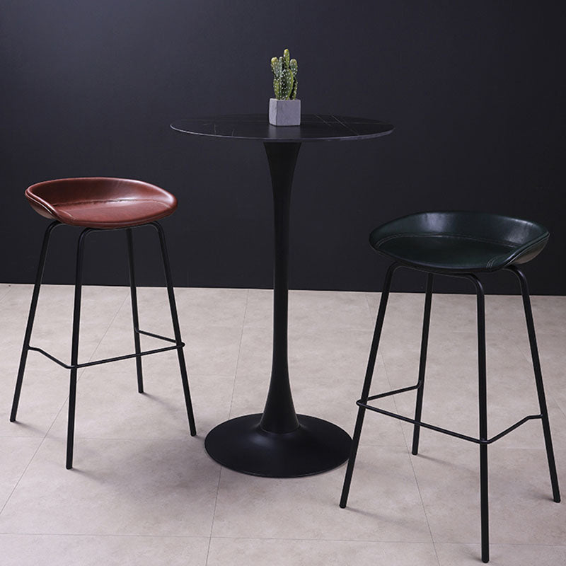 Leather Seat Barstool Industrial Metal Counter Stool with Low Back Clearhalo 'Bar Furniture' 'Bar Stools' 'bar_stools' 'furn' 'furn_bar_stools' 'furniture_bar_stools' 'Kitchen & Dining Furniture' 'kitchen&dining_furn' 'kitchen' 'kitchen_furn' Furniture' 4620506