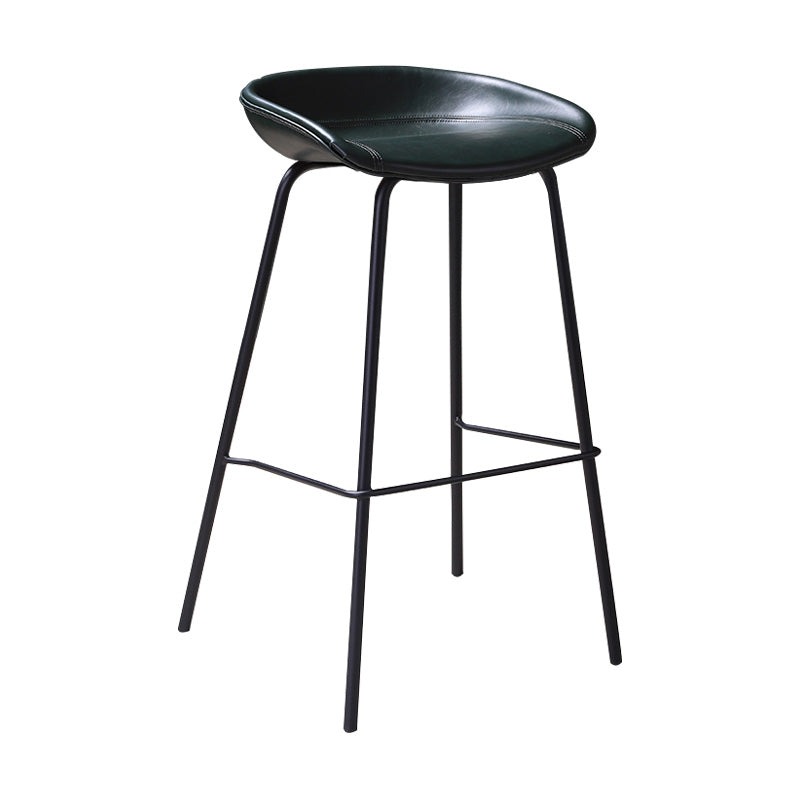 Leather Seat Barstool Industrial Metal Counter Stool with Low Back Blackish Green 1 Piece Clearhalo 'Bar Furniture' 'Bar Stools' 'bar_stools' 'furn' 'furn_bar_stools' 'furniture_bar_stools' 'Kitchen & Dining Furniture' 'kitchen&dining_furn' 'kitchen' 'kitchen_furn' Furniture' 4620507
