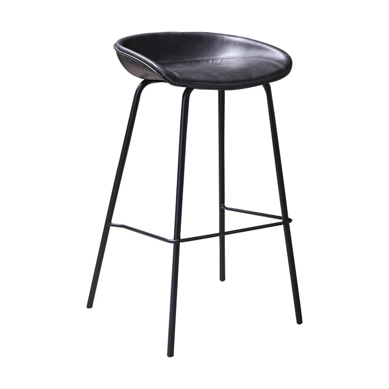 Leather Seat Barstool Industrial Metal Counter Stool with Low Back Dark Gray-Black 1 Piece Clearhalo 'Bar Furniture' 'Bar Stools' 'bar_stools' 'furn' 'furn_bar_stools' 'furniture_bar_stools' 'Kitchen & Dining Furniture' 'kitchen&dining_furn' 'kitchen' 'kitchen_furn' Furniture' 4620510