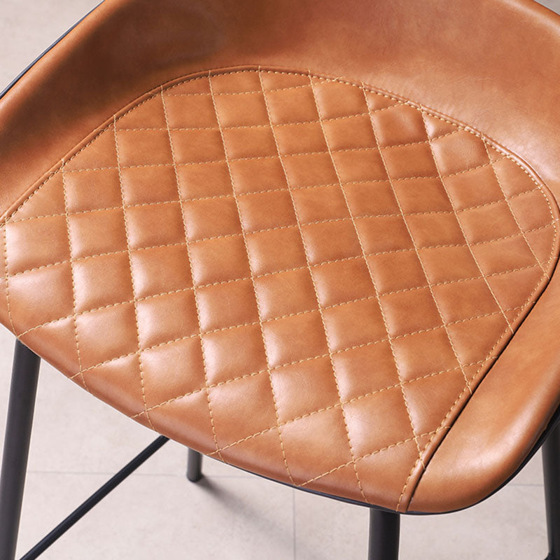 Leather Seat Barstool Industrial Metal Counter Stool with Low Back Clearhalo 'Bar Furniture' 'Bar Stools' 'bar_stools' 'furn' 'furn_bar_stools' 'furniture_bar_stools' 'Kitchen & Dining Furniture' 'kitchen&dining_furn' 'kitchen' 'kitchen_furn' Furniture' 4620511
