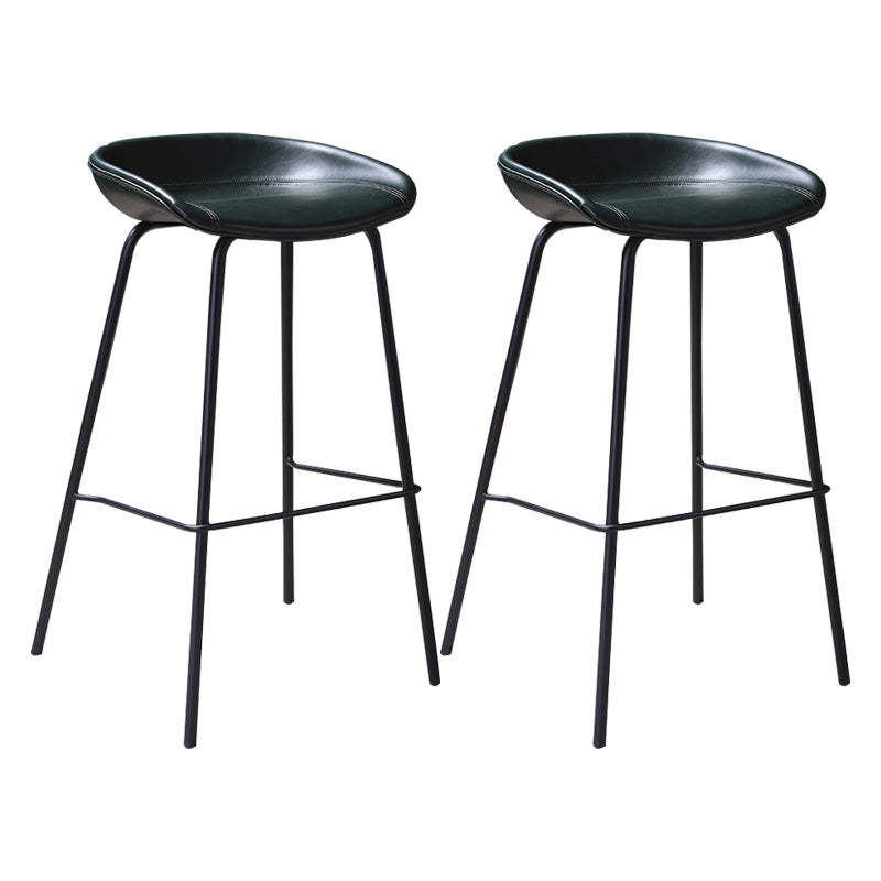 Leather Seat Barstool Industrial Metal Counter Stool with Low Back Blackish Green 2 Piece Set Clearhalo 'Bar Furniture' 'Bar Stools' 'bar_stools' 'furn' 'furn_bar_stools' 'furniture_bar_stools' 'Kitchen & Dining Furniture' 'kitchen&dining_furn' 'kitchen' 'kitchen_furn' Furniture' 4620519