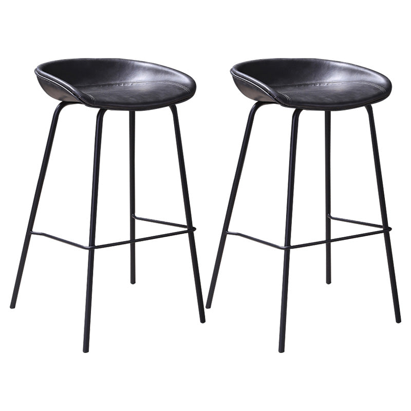 Leather Seat Barstool Industrial Metal Counter Stool with Low Back Dark Gray-Black 2 Piece Set Clearhalo 'Bar Furniture' 'Bar Stools' 'bar_stools' 'furn' 'furn_bar_stools' 'furniture_bar_stools' 'Kitchen & Dining Furniture' 'kitchen&dining_furn' 'kitchen' 'kitchen_furn' Furniture' 4620523