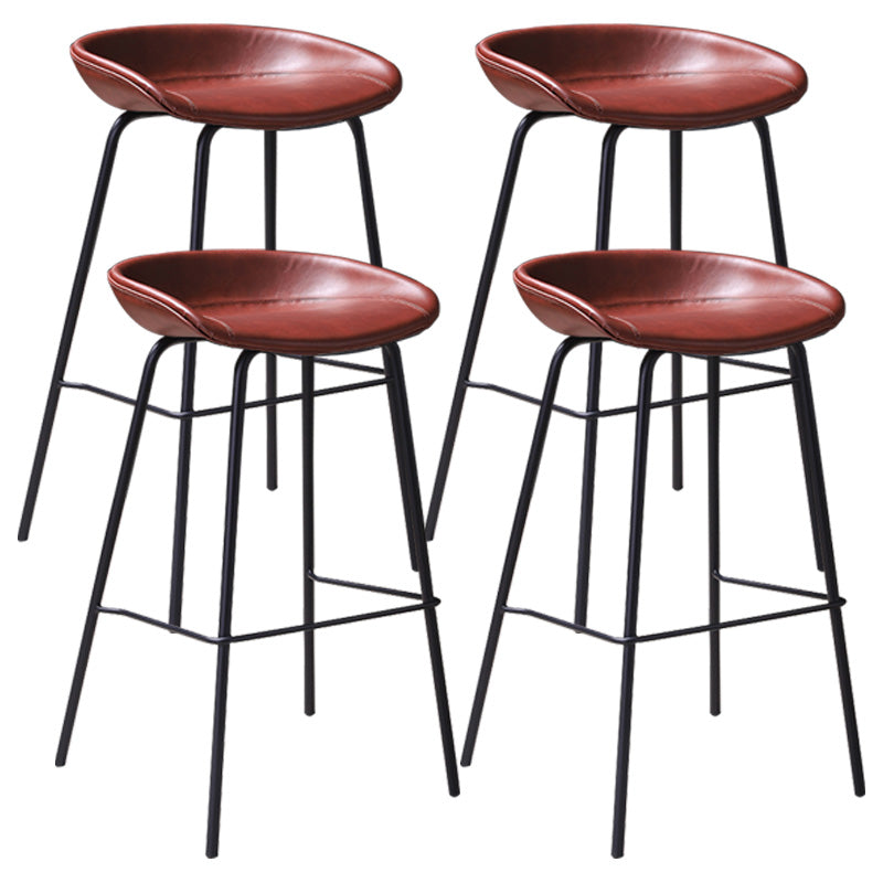 Leather Seat Barstool Industrial Metal Counter Stool with Low Back Burgundy 4 Piece Set Clearhalo 'Bar Furniture' 'Bar Stools' 'bar_stools' 'furn' 'furn_bar_stools' 'furniture_bar_stools' 'Kitchen & Dining Furniture' 'kitchen&dining_furn' 'kitchen' 'kitchen_furn' Furniture' 4620529