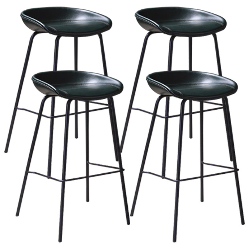 Leather Seat Barstool Industrial Metal Counter Stool with Low Back Blackish Green 4 Piece Set Clearhalo 'Bar Furniture' 'Bar Stools' 'bar_stools' 'furn' 'furn_bar_stools' 'furniture_bar_stools' 'Kitchen & Dining Furniture' 'kitchen&dining_furn' 'kitchen' 'kitchen_furn' Furniture' 4620530