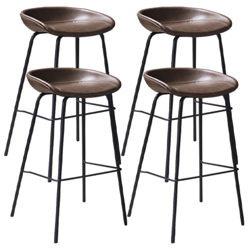 Leather Seat Barstool Industrial Metal Counter Stool with Low Back Dark Khaki 4 Piece Set Clearhalo 'Bar Furniture' 'Bar Stools' 'bar_stools' 'furn' 'furn_bar_stools' 'furniture_bar_stools' 'Kitchen & Dining Furniture' 'kitchen&dining_furn' 'kitchen' 'kitchen_furn' Furniture' 4620531