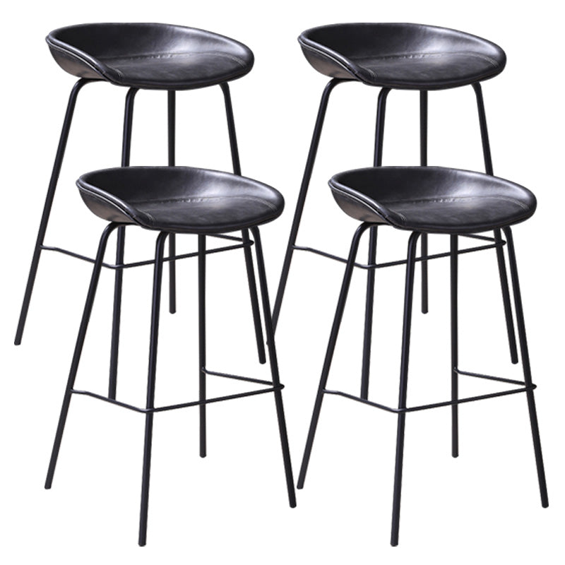 Leather Seat Barstool Industrial Metal Counter Stool with Low Back Dark Gray-Black 4 Piece Set Clearhalo 'Bar Furniture' 'Bar Stools' 'bar_stools' 'furn' 'furn_bar_stools' 'furniture_bar_stools' 'Kitchen & Dining Furniture' 'kitchen&dining_furn' 'kitchen' 'kitchen_furn' Furniture' 4620532