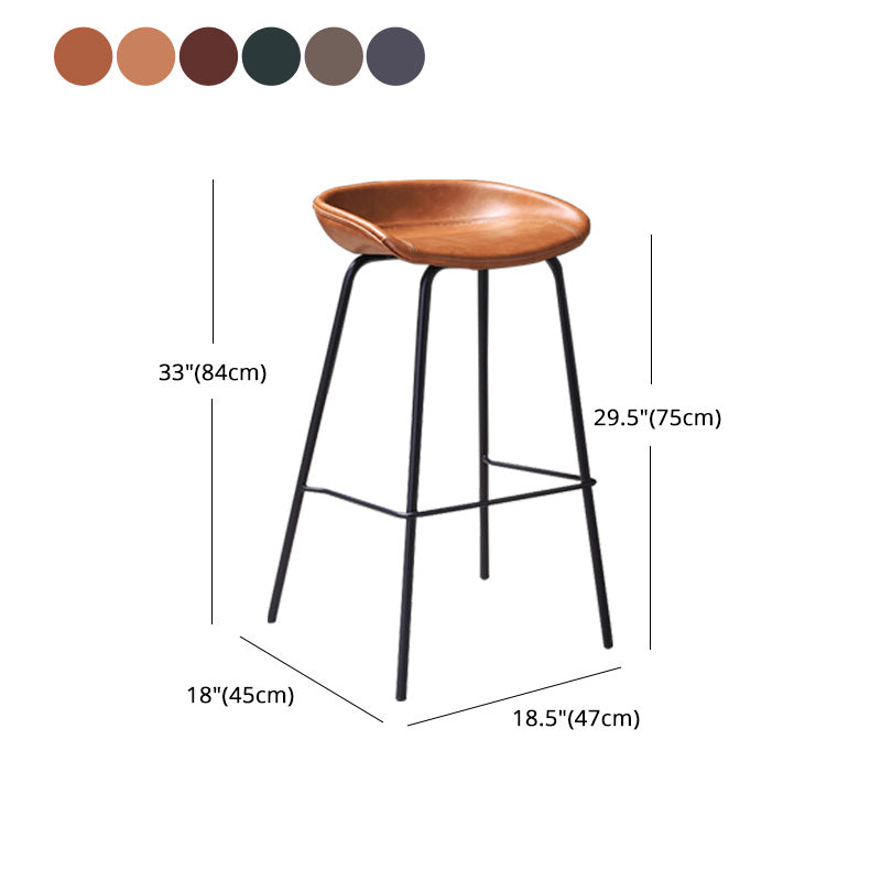 Leather Seat Barstool Industrial Metal Counter Stool with Low Back Clearhalo 'Bar Furniture' 'Bar Stools' 'bar_stools' 'furn' 'furn_bar_stools' 'furniture_bar_stools' 'Kitchen & Dining Furniture' 'kitchen&dining_furn' 'kitchen' 'kitchen_furn' Furniture' 4620534