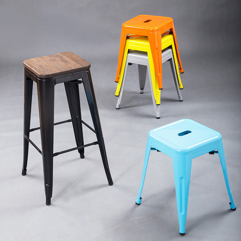 Industrial Style Armless Barstool Iron Counter Stools for Coffee Shop Clearhalo 'Bar Furniture' 'Bar Stools' 'bar_stools' 'furn' 'furn_bar_stools' 'furniture_bar_stools' 'Kitchen & Dining Furniture' 'kitchen&dining_furn' 'kitchen' 'kitchen_furn' Furniture' 4620550
