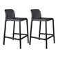 Nordic Macron Stackable Counter Stools Colorful Indoor Plastic Bar Stool Black 2 Piece Set Counter Stool(26"H) Clearhalo 'Bar Furniture' 'Bar Stools' 'bar_stools' 'furn' 'furn_bar_stools' 'furniture_bar_stools' 'Kitchen & Dining Furniture' 'kitchen&dining_furn' 'kitchen' 'kitchen_furn' Furniture' 4620576