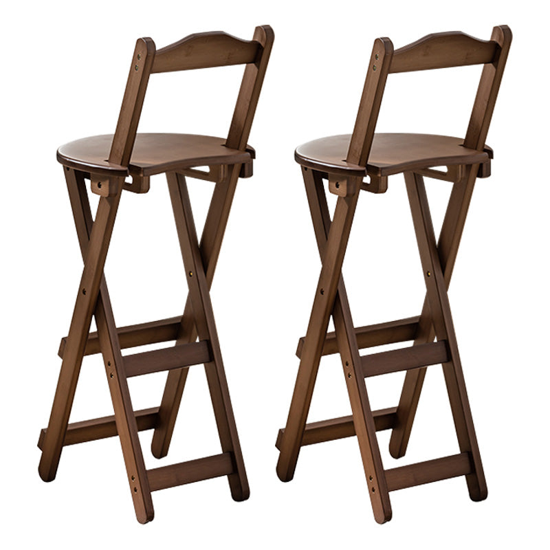 Indoor Minimalism Bar Stool Armless Wood Backrest Folding Counter Stool Brown 2 Piece Set Bar Stool(30"H) Clearhalo 'Bar Furniture' 'Bar Stools' 'bar_stools' 'furn' 'furn_bar_stools' 'furniture_bar_stools' 'Kitchen & Dining Furniture' 'kitchen&dining_furn' 'kitchen' 'kitchen_furn' Furniture' 4620615